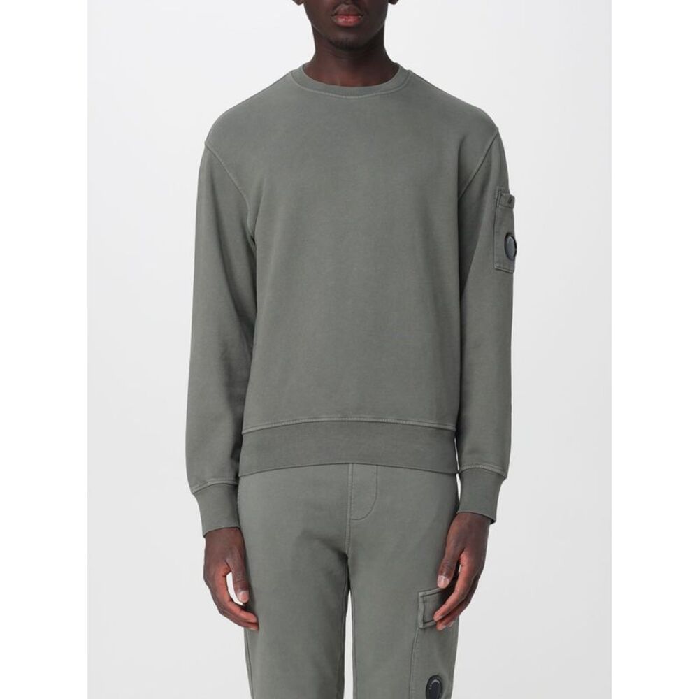 C.P. Company Men C.P. Company Crewneck Cotton Sweatshirt With Sleeve Logo Patch